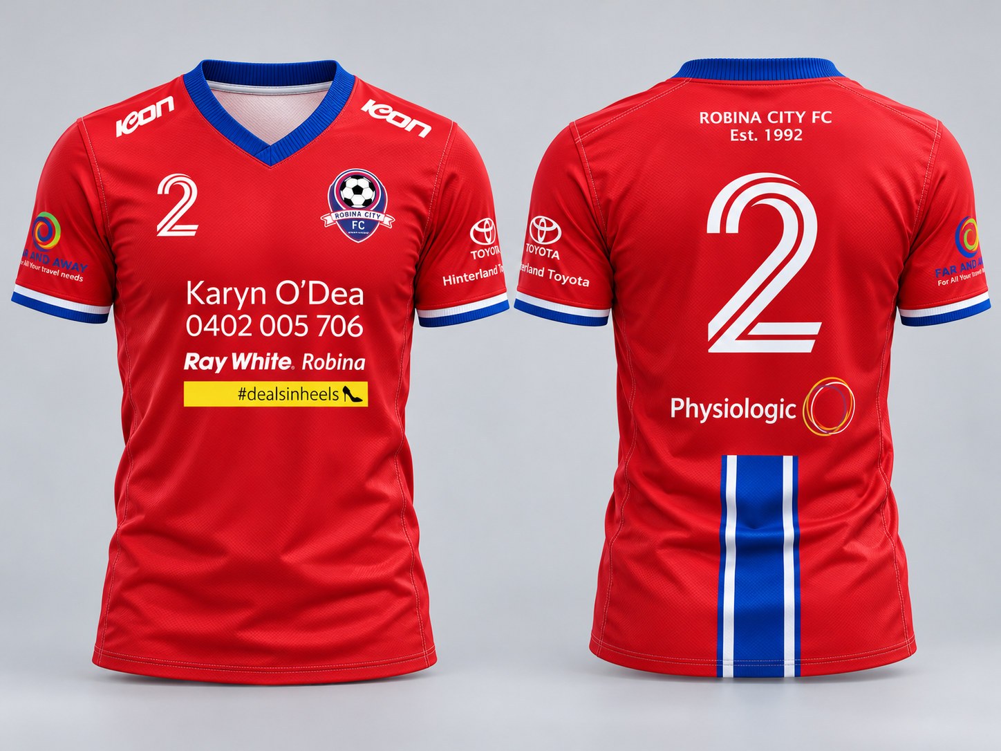 Front and back ICON football jersey visual